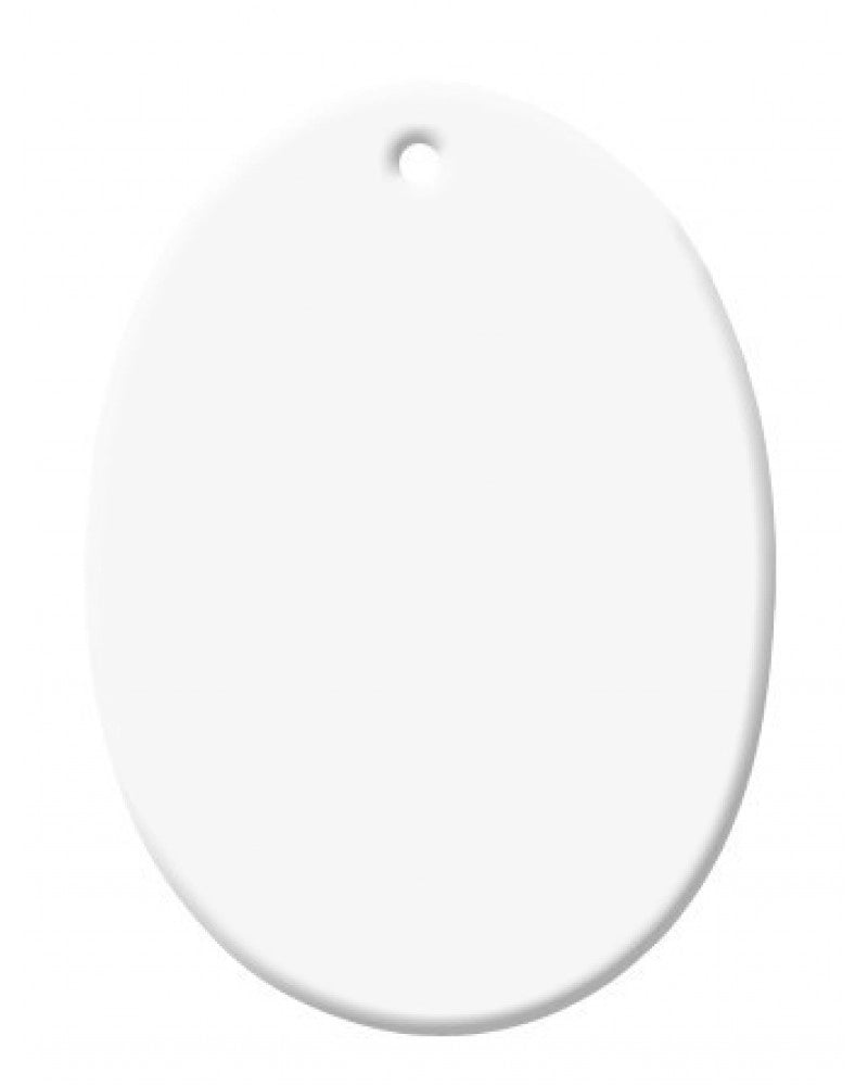 Pack 2x Adorno para pendurar em cerâmica branco oval para personalizar por sublimação