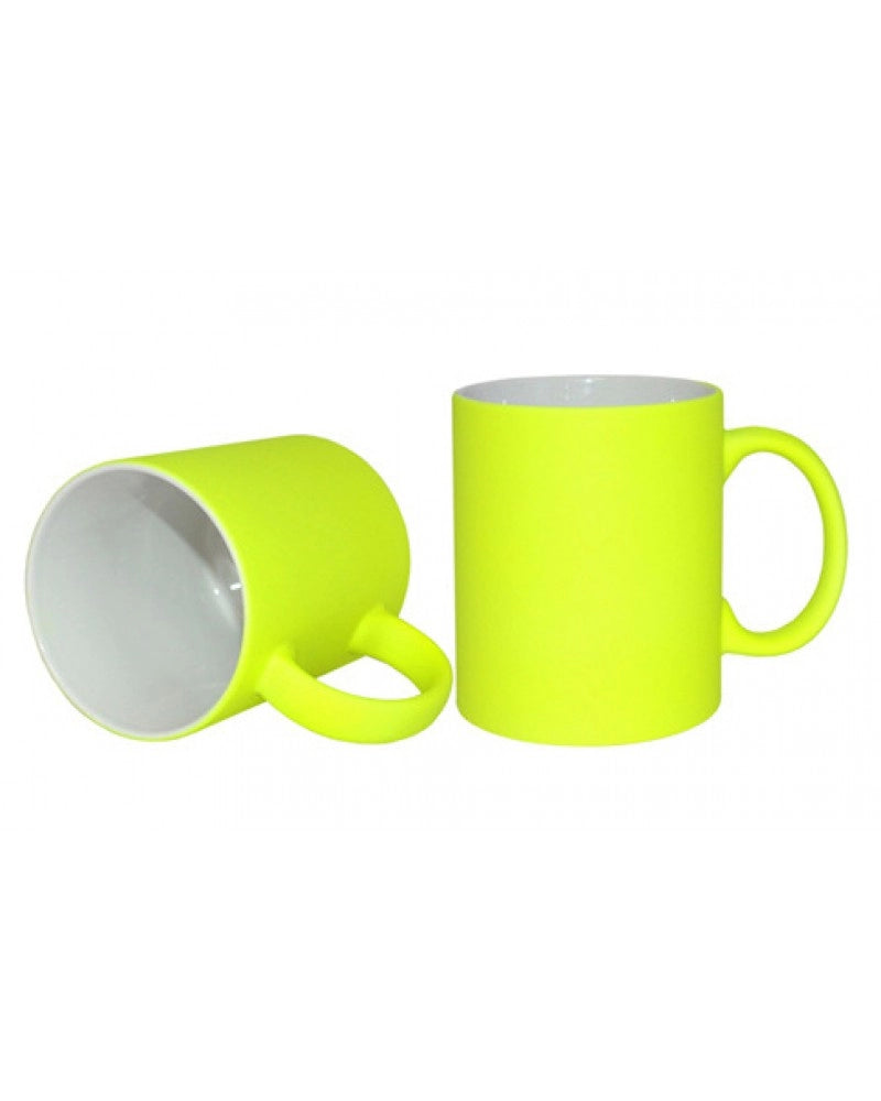 Caneca Fluorescente 11 oz Amarelo Mate para sublimação