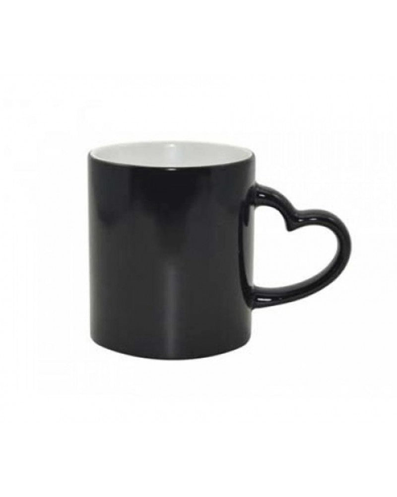 Caneca Mágica Preto Mate c/ Asa em Coração p/ sublimação