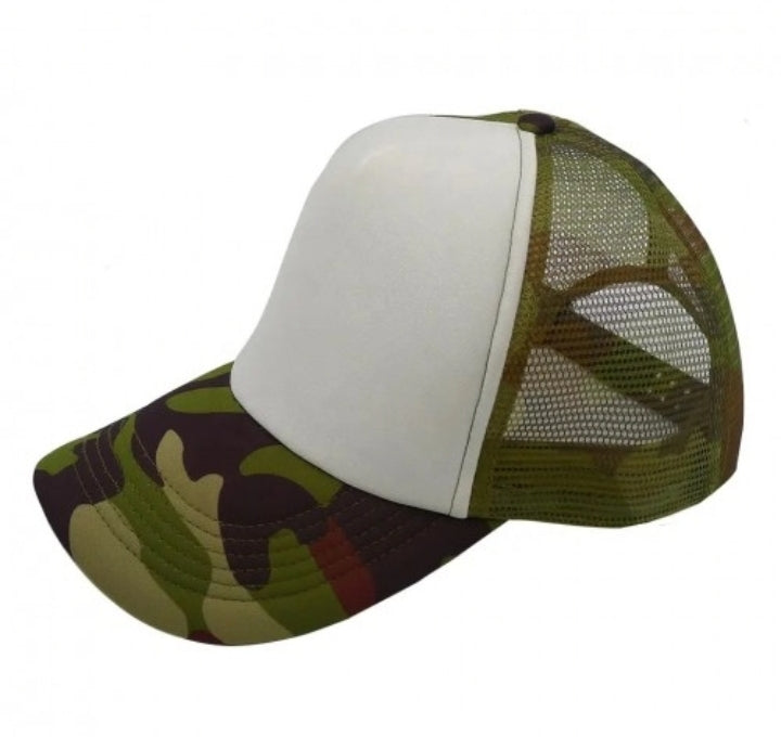 Boné em poliéster para sublimação com malha traseira colorida e perfurada
