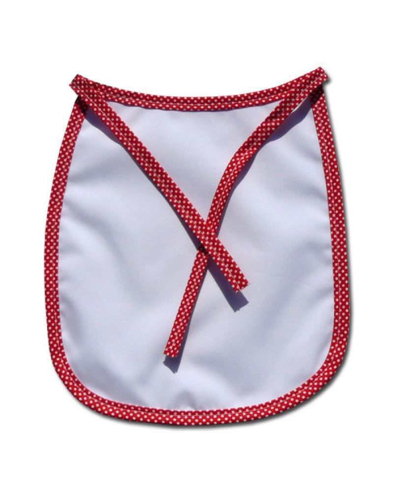 Babete Infantil Premium c/ Bordo vermelho com pontos brancos para sublimação