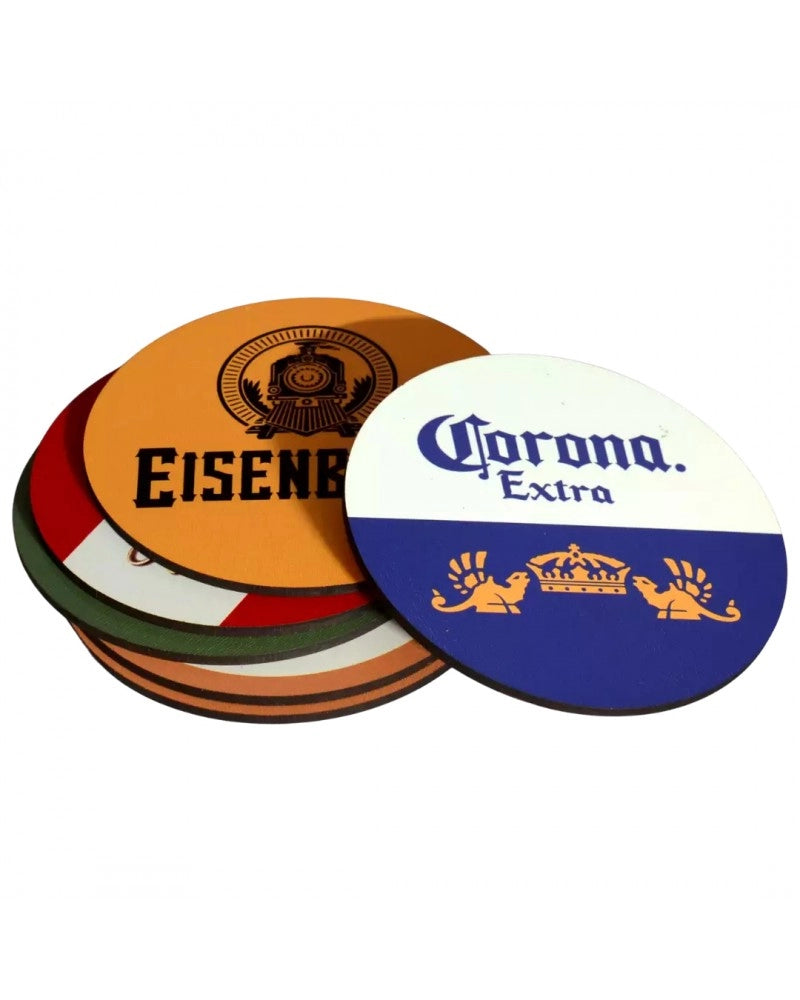 Pack 2x Base para Copos Redonda em MDF e Verso em Cortiça para Sublimação