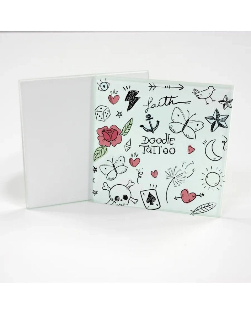 Pack 3x Base para copos quadrada em vidro temperado para sublimação 10 x 10 cm