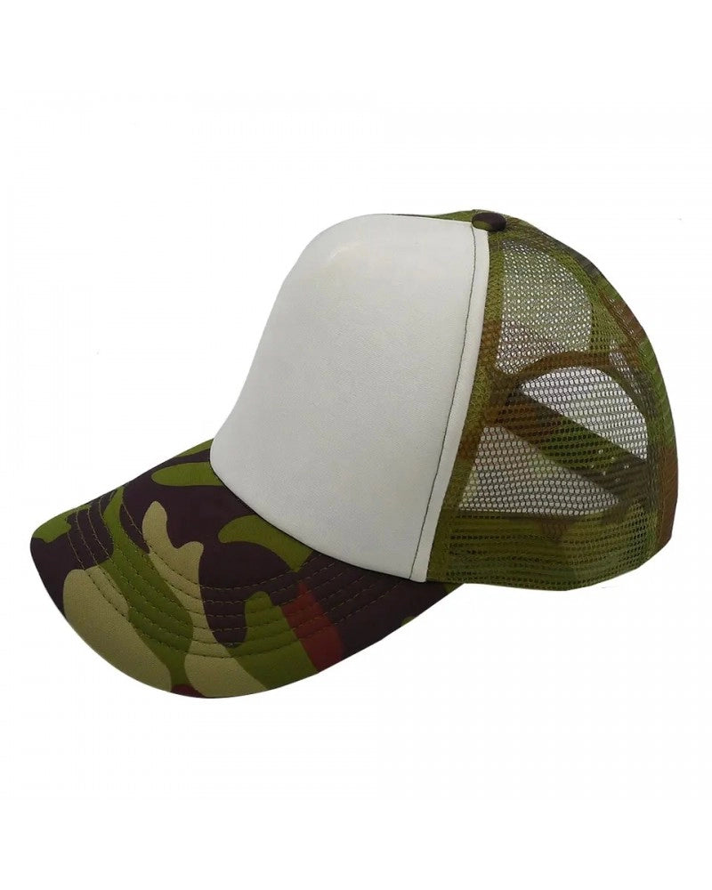 Boné Camuflagem em Poliéster para sublimação com malha perfurada
