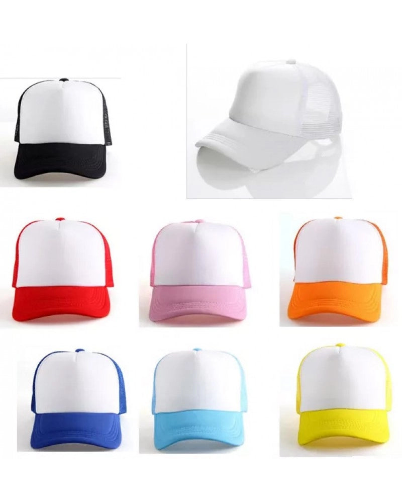 Boné em poliéster para sublimação com malha traseira colorida e perfurada