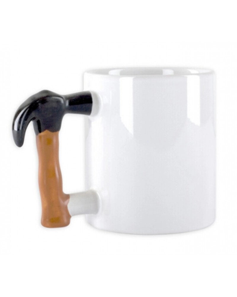 Caneca em cerâmica branca com asa em forma de Martelo para sublimação