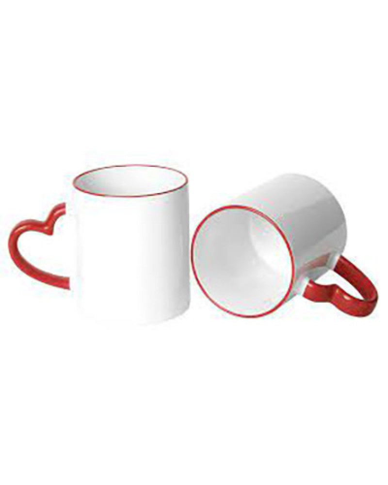 Caneca com Interior e Asa em Coração Vermelho para Sublimação