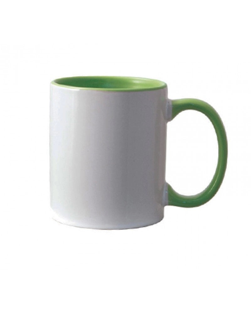 Pack 3x Caneca em cerâmica branca para sublimação, com interior e pega VERDE CLARO