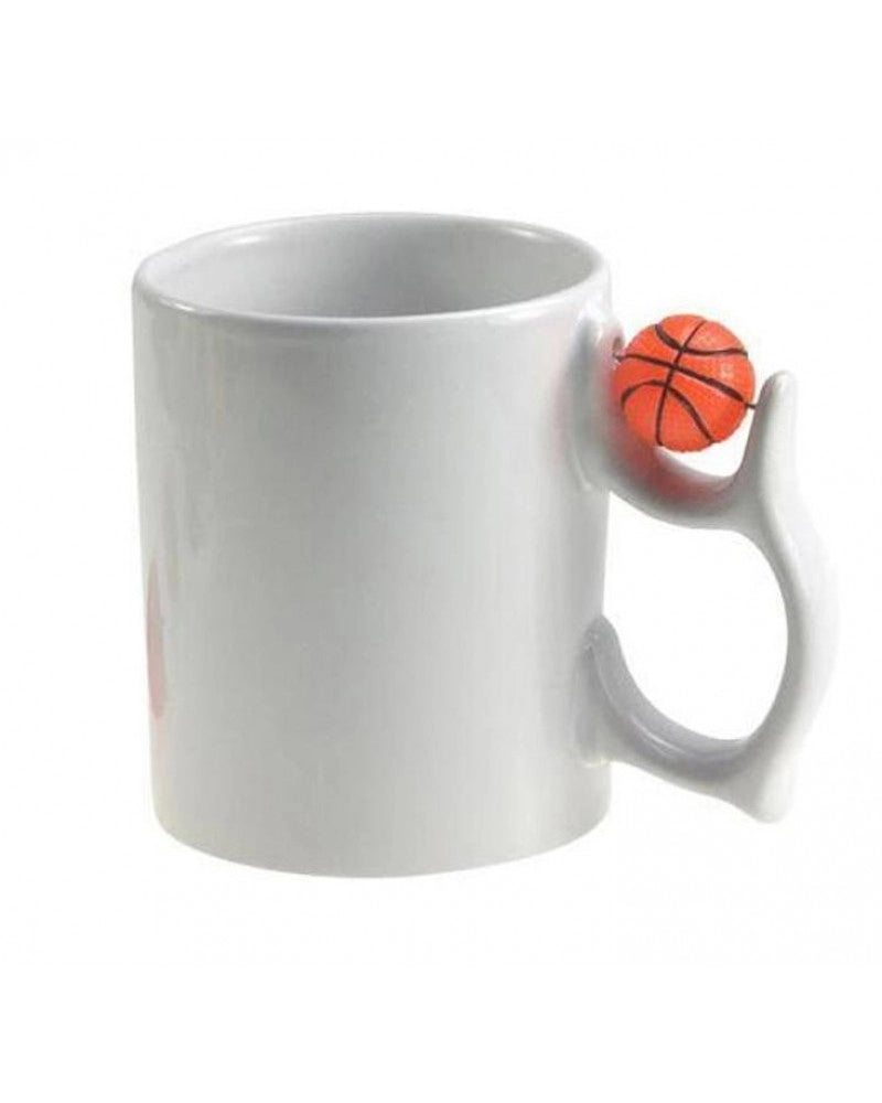 Caneca Branca 11oz com Bola de Basquetebol sobre a asa para sublimação