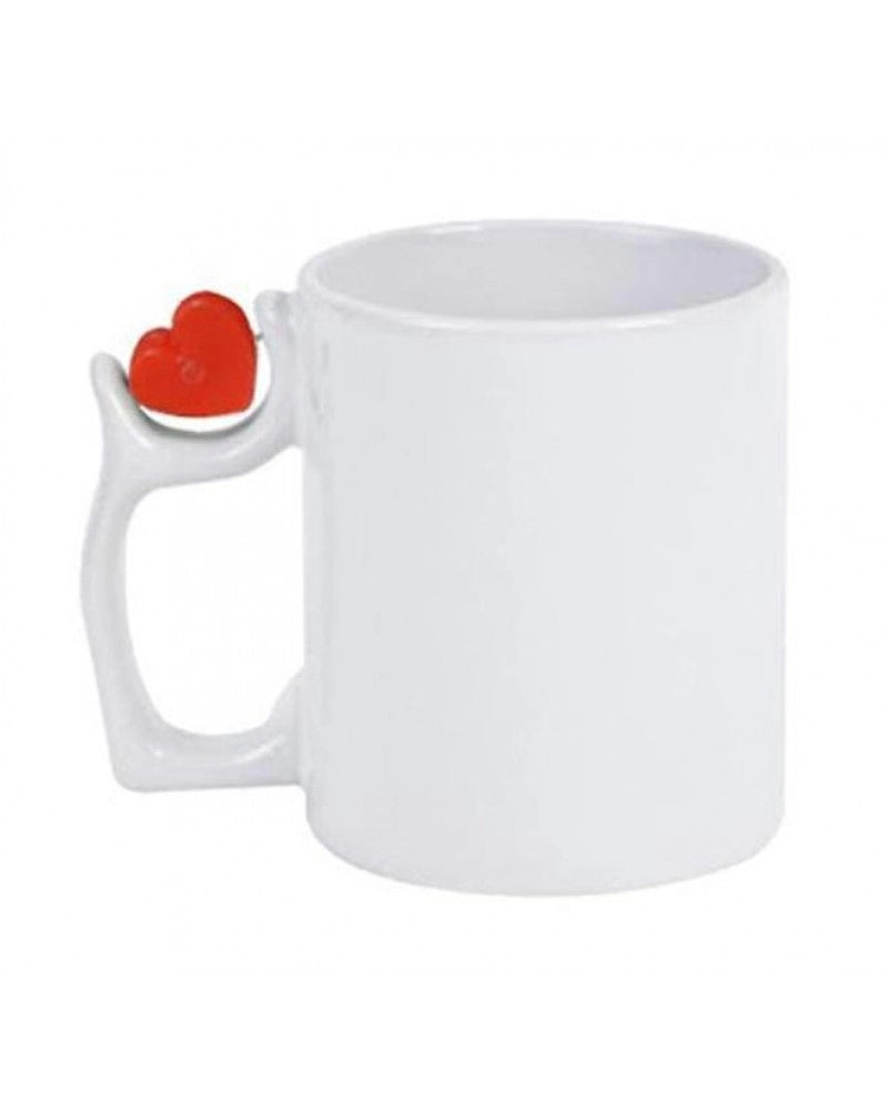 Caneca branca com coração sobre a asa para sublimação