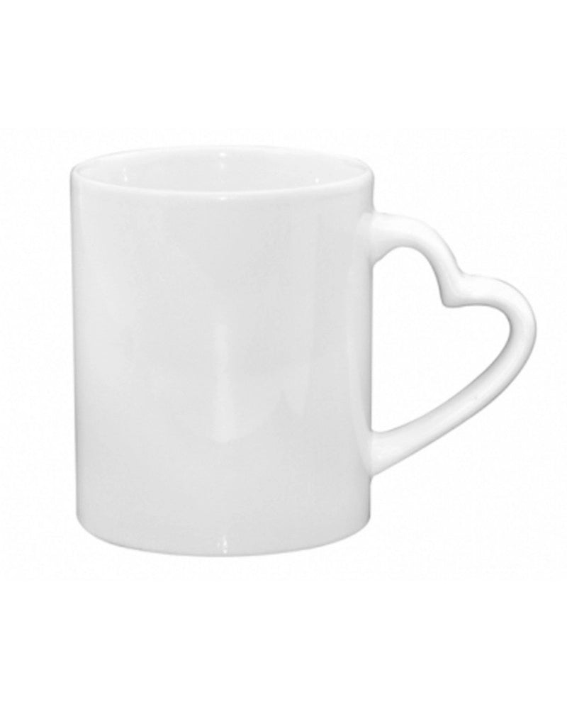 Caneca branca com asa em coração para sublimação