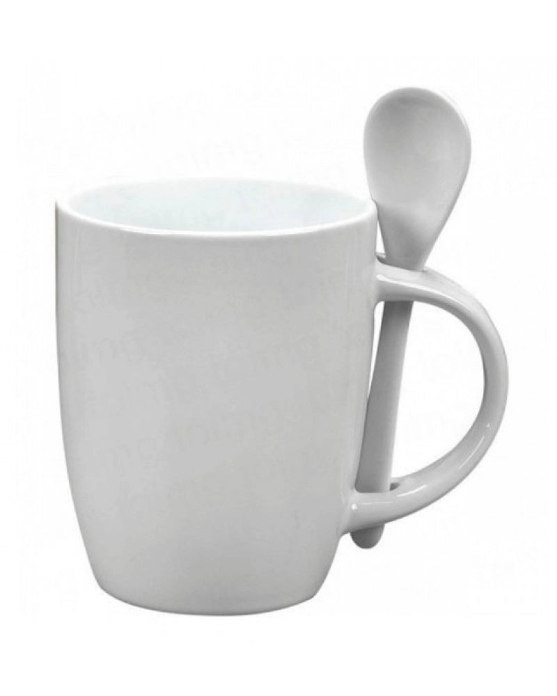 Pack 2x Caneca em Cerâmica Branca com Colher para Sublimação