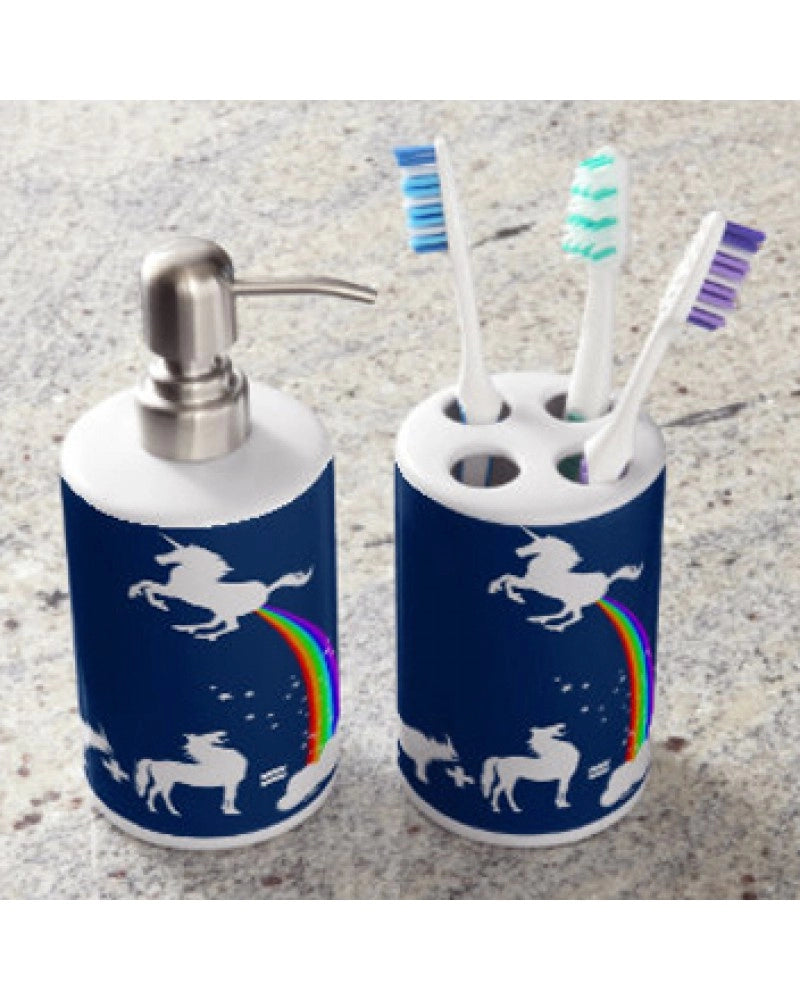 Dispensador de sabonete líquido e suporte para escovas de dentes em cerâmica para sublimação