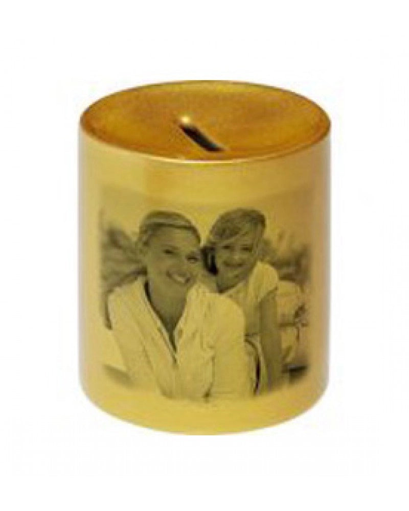 Mealheiro dourado brilhante em cerâmica para sublimação