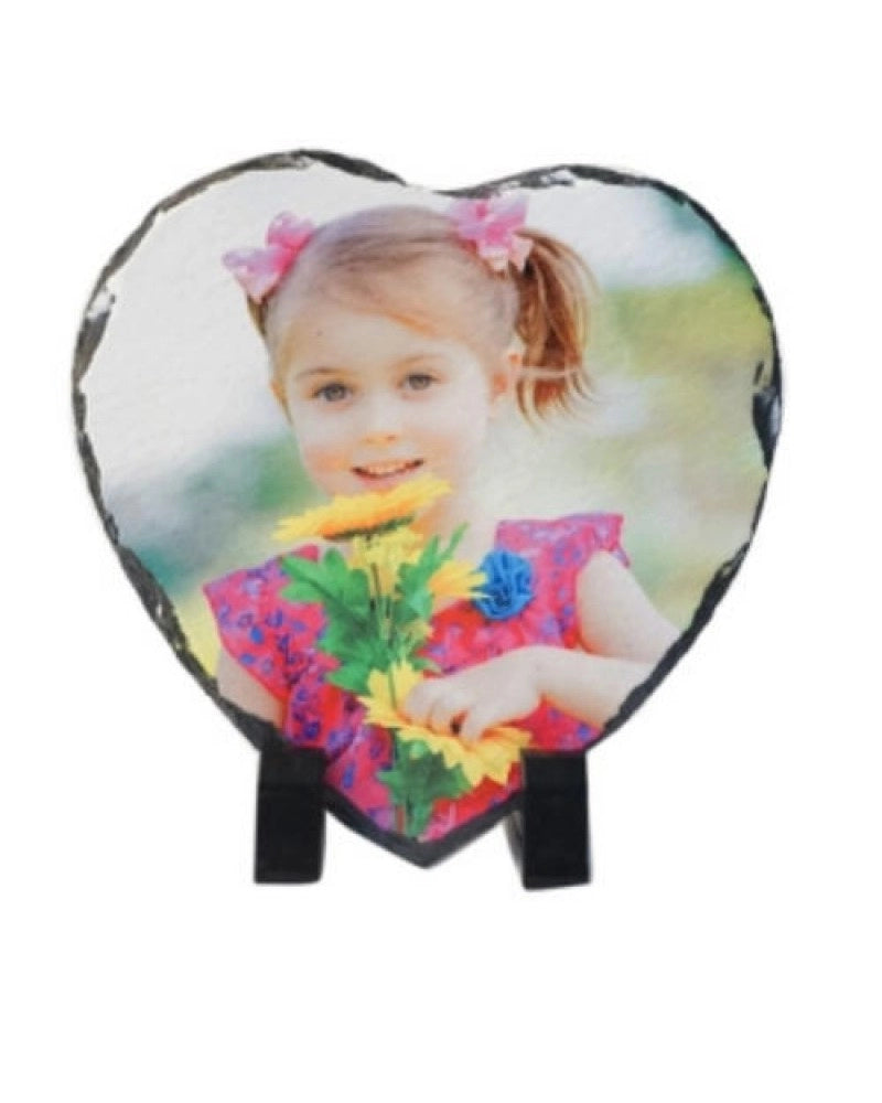 Pedra 20 x 25 cm personalizável com foto em sublimação - forma de coração