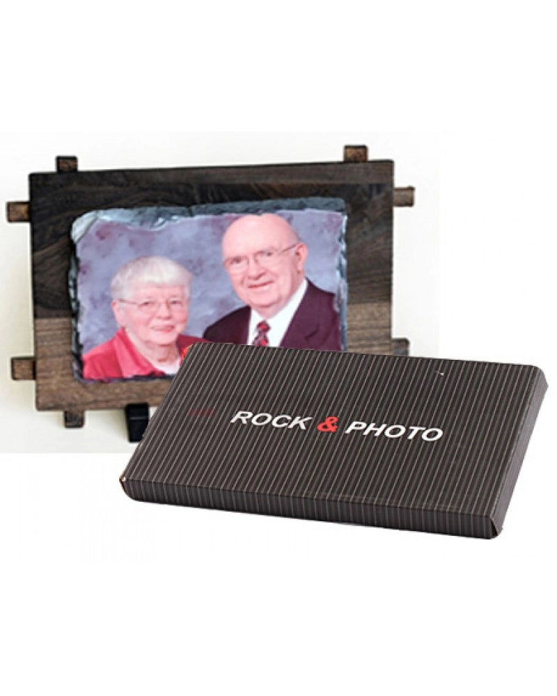 Pedra personalizável com foto em sublimação - 16 x 11 cm com moldura em madeira