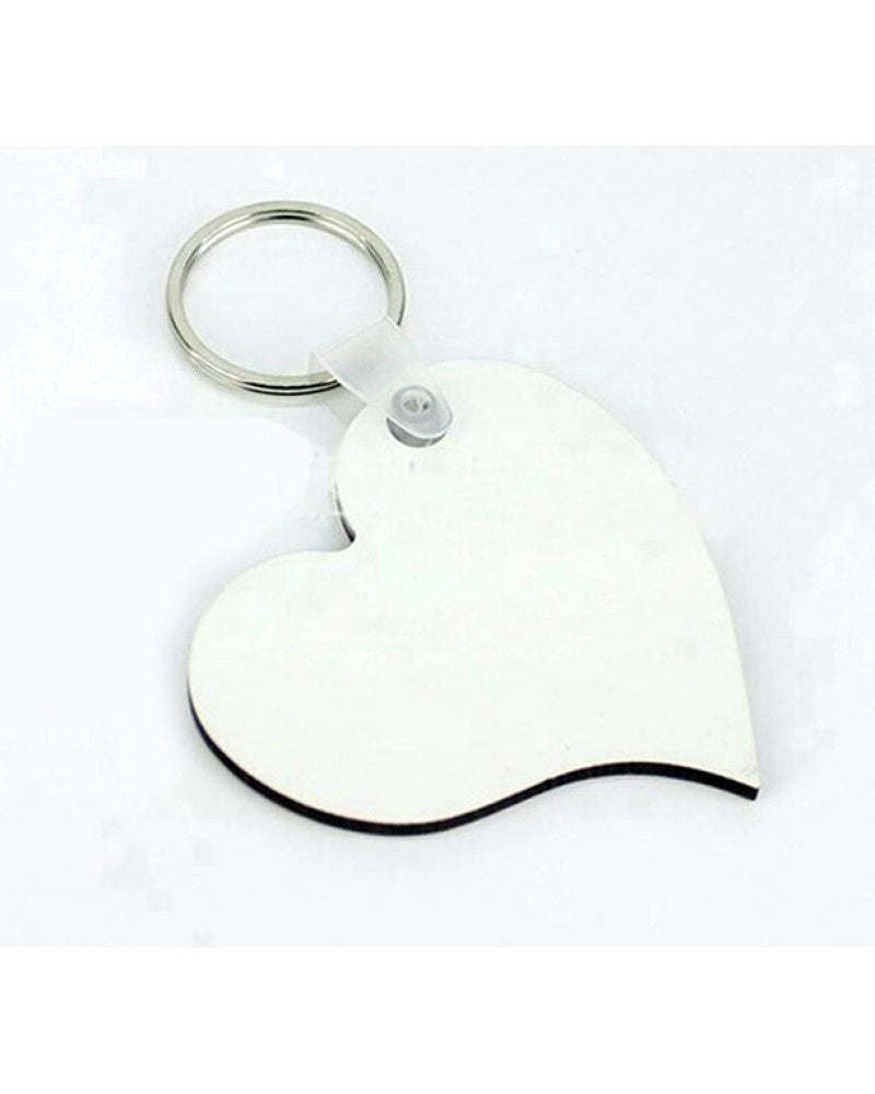 Porta-chaves em MDF Coração Inclinado, Dupla Face para sublimação