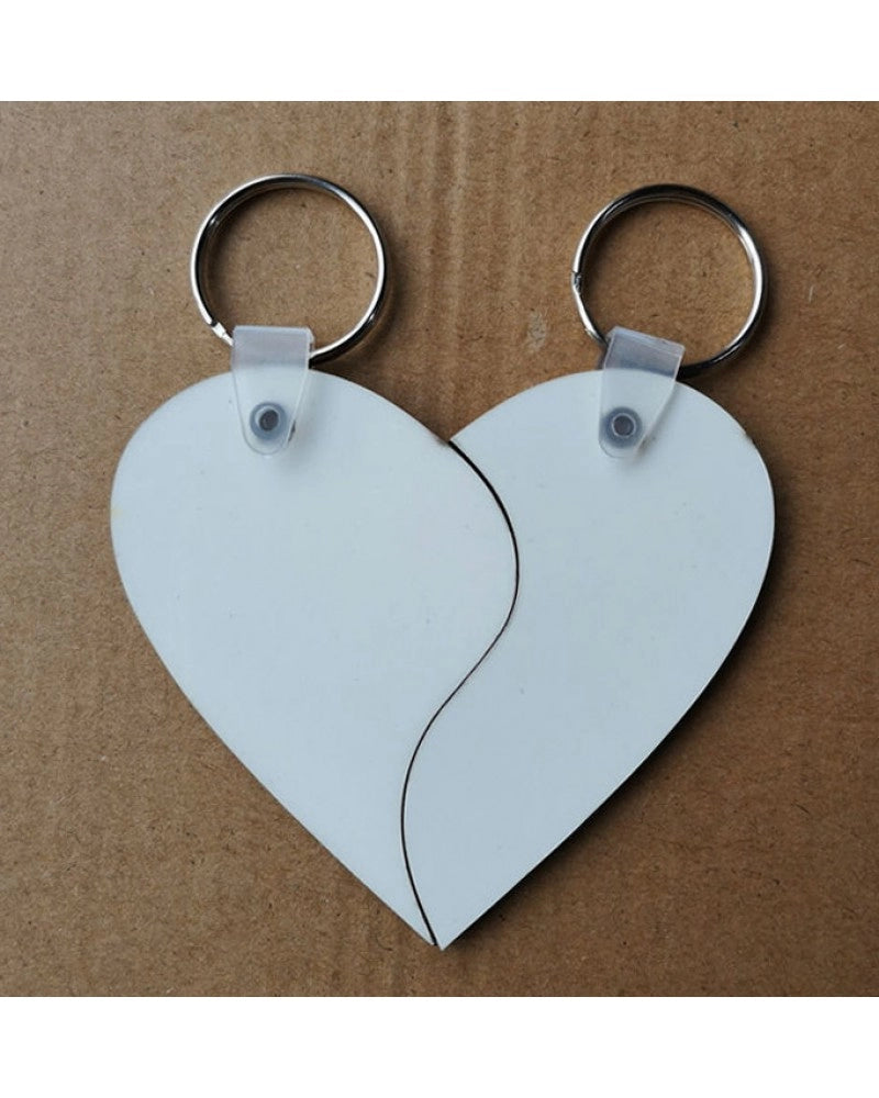 Conjunto de 2 Porta-chaves em MDF formando um coração para sublimação