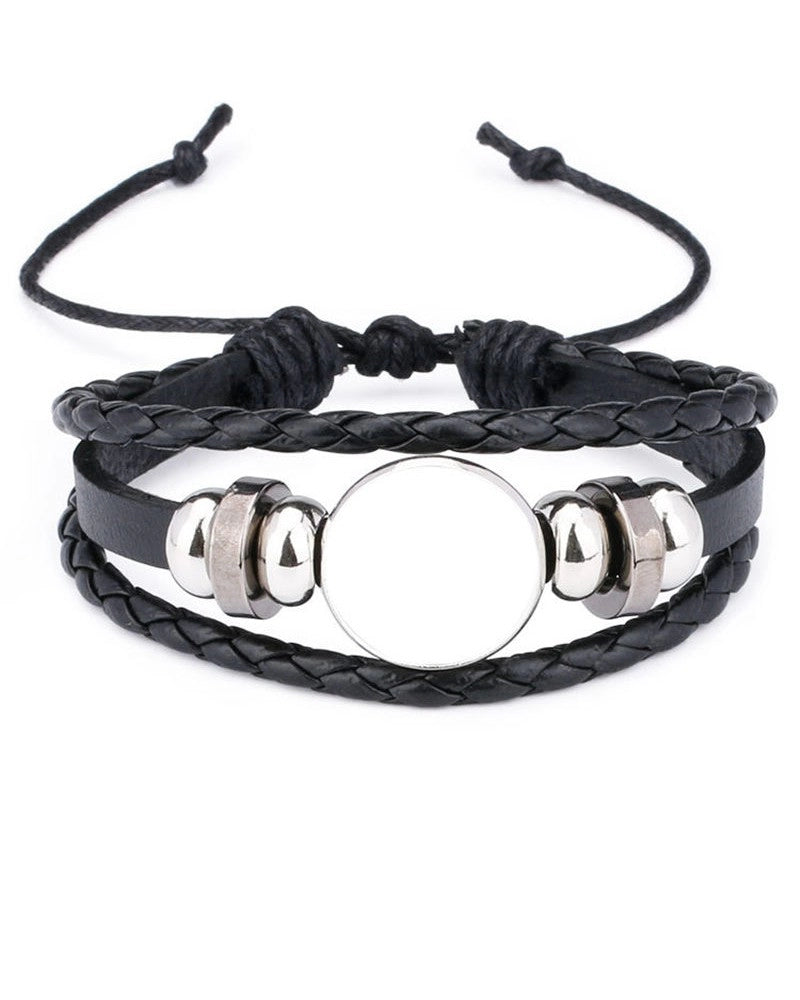Pulseira em Couro com Círculo para Personalizar por Sublimação