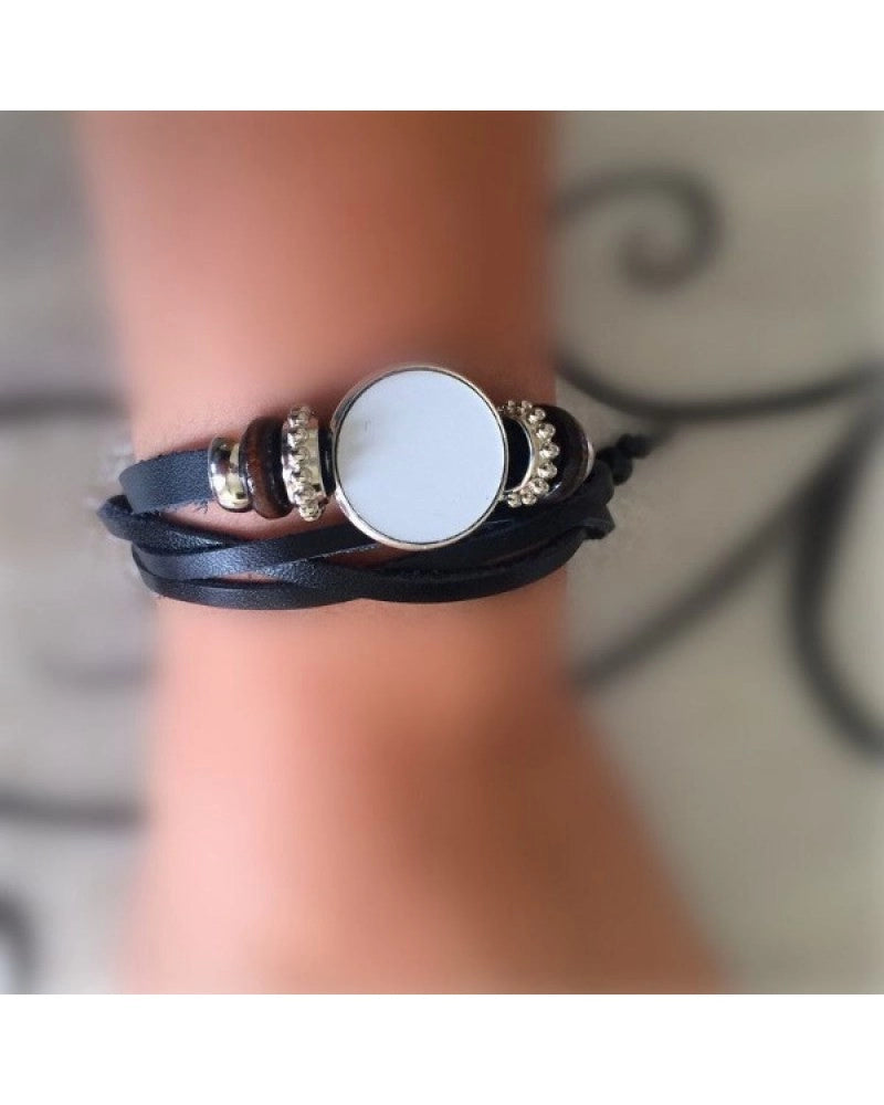 Pulseira em Couro com Círculo para Personalizar por Sublimação