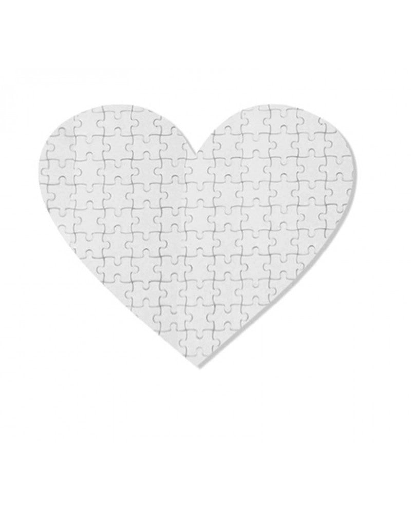 Puzzle branco com a forma de coração para sublimação 19 x 19 cm - 75 peças