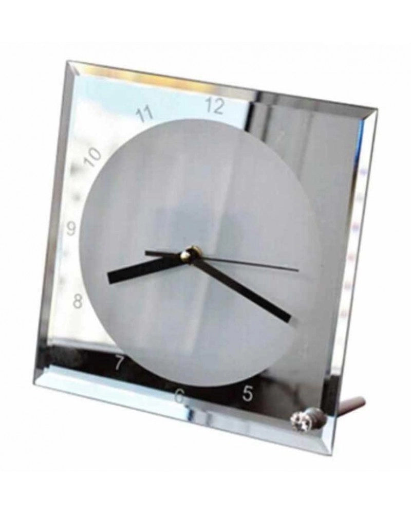 Vidro 20 x 20 com Relógio analógico e Bordo Espelhado para sublimação