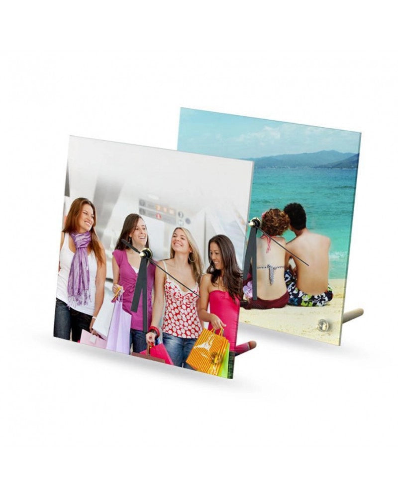 Vidro Quadrado c/ relógio 20x20 cm p/ personalizar c/ foto p/ sublimação