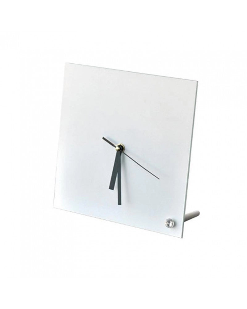 Vidro Quadrado c/ relógio 20x20 cm p/ personalizar c/ foto p/ sublimação