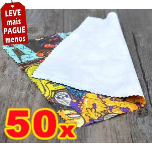 Pack 50x Panos de limpeza para Óculos em microfibra sublimável 17 x 14 cm